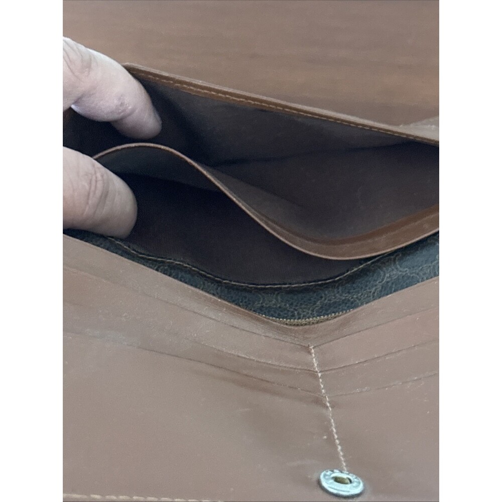 Celine Paris Long Wallet Macadam Brown Bi Fold Snap Coated Canvas Leather Trim - Picture 11 of 16